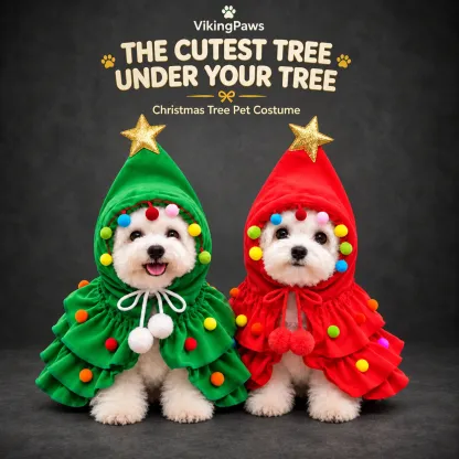 Festive Christmas Tree Pet Costume Cape