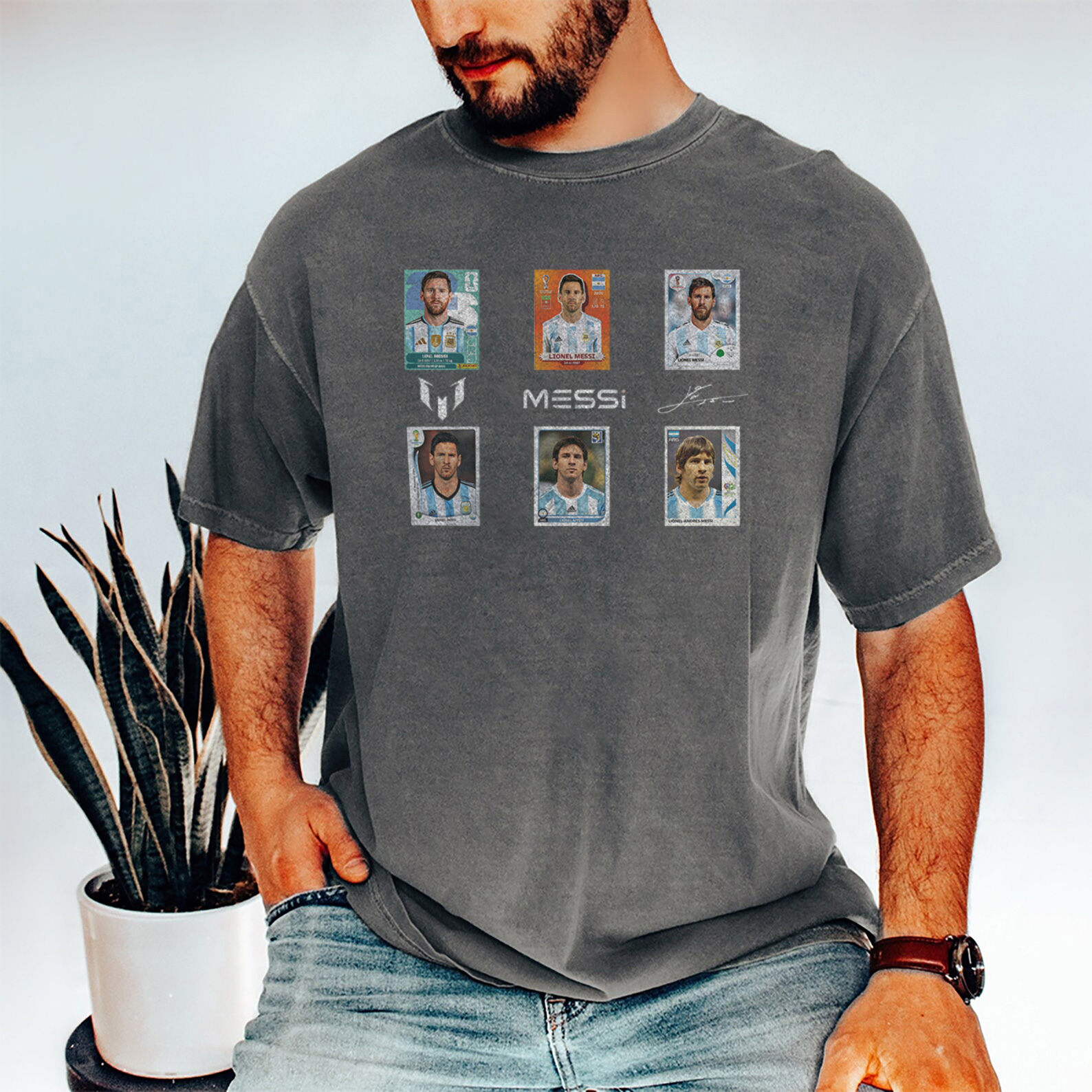 Messi 'GOAT Career' Collectible Card Washed Tee – Argentina Legend Edition