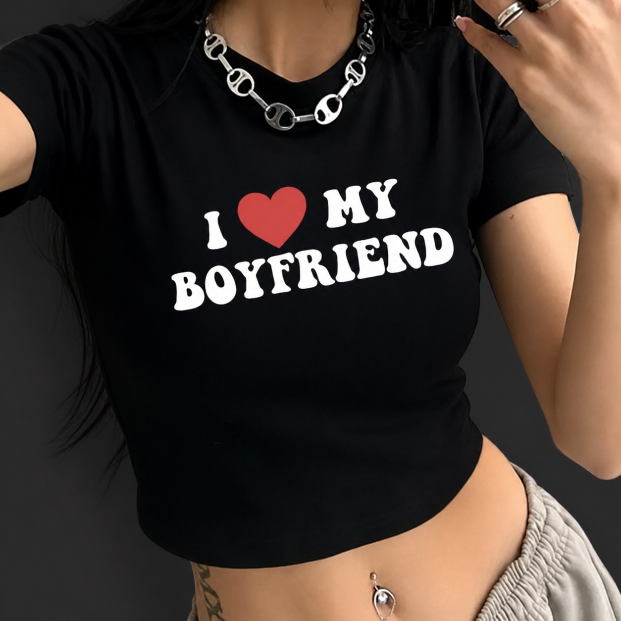 I Love My Boyfriend Crop Top baby tee