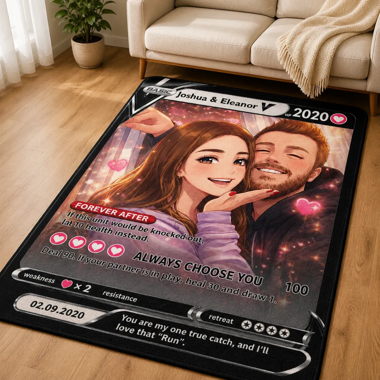 Personalized Couple Anime Art Rug