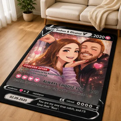Personalized Couple Anime Art Rug personalized rug in a bright room