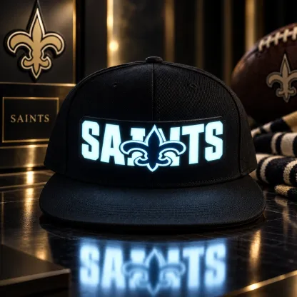 New Orleans Saints LED Light-Up Football Fan Snapback Cap