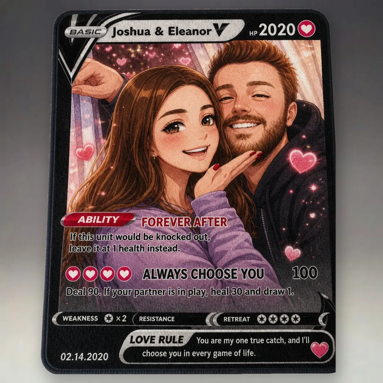 Personalized Couple Anime Art Rug straight-on rug view
