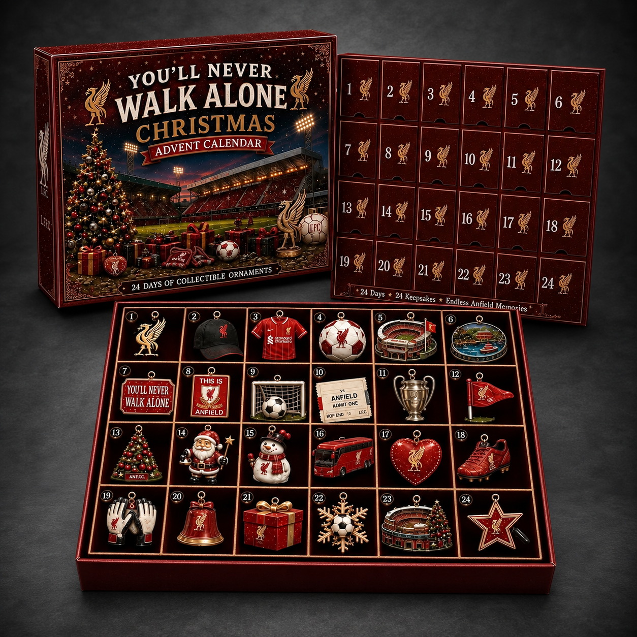 Liverpool 24-Day Advent Calendar dark gray studio background