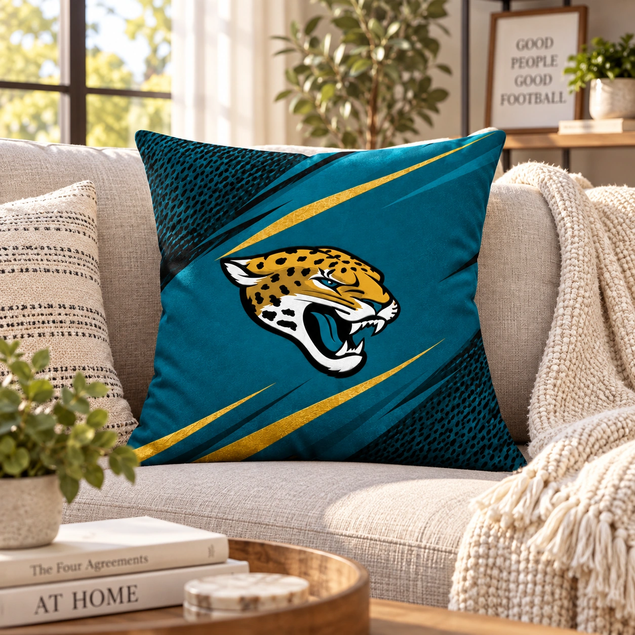 Jacksonville Jaguars Football Throw Pillow - living room sofa styling