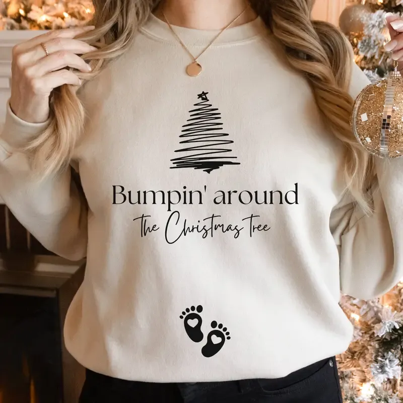 Bumpin around the Christmas tree Pregnancy Announcement sweatshirt