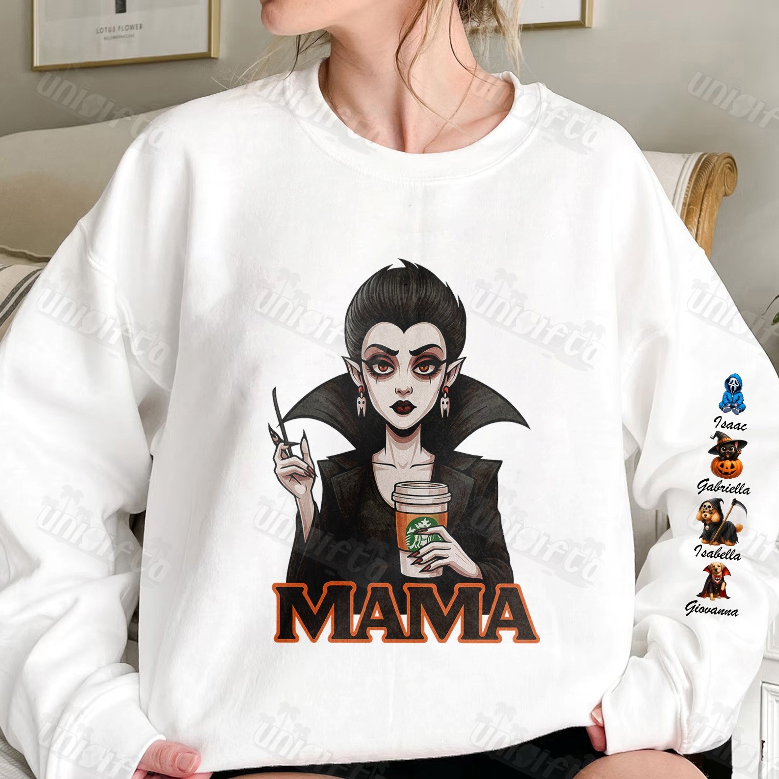 “Spooky Mama” Halloween Customizable Crewneck Hoodies
