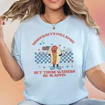"Democracy & Hot Dogs" Humorous American T - Shirt