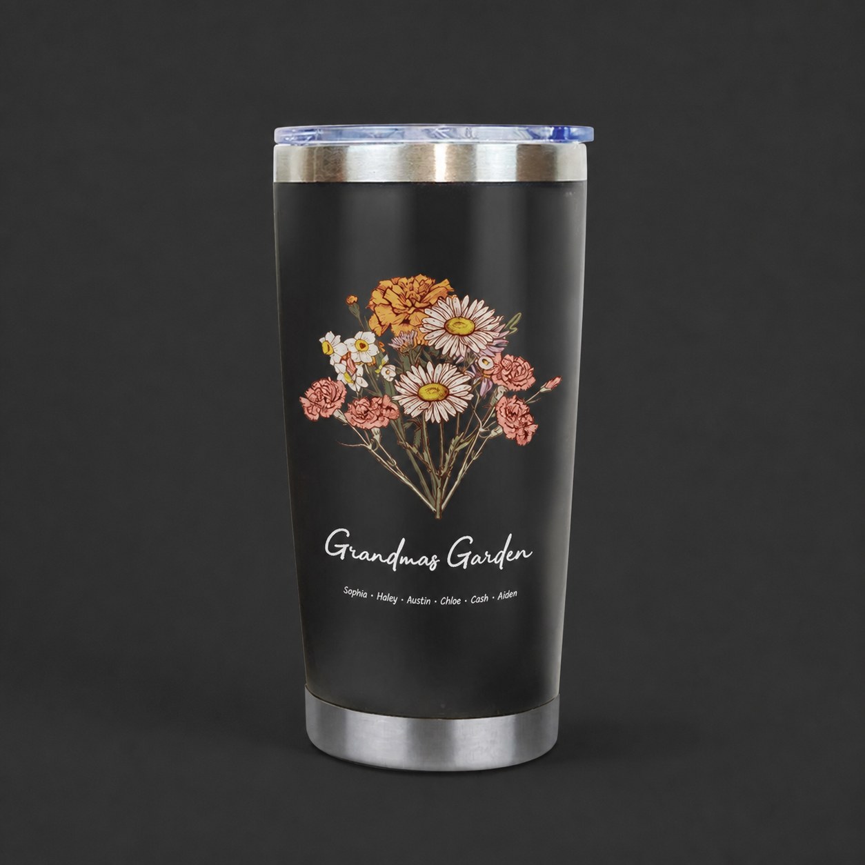 Birth Flower Family Bouquet Custom Stainless Steel Tumbler
