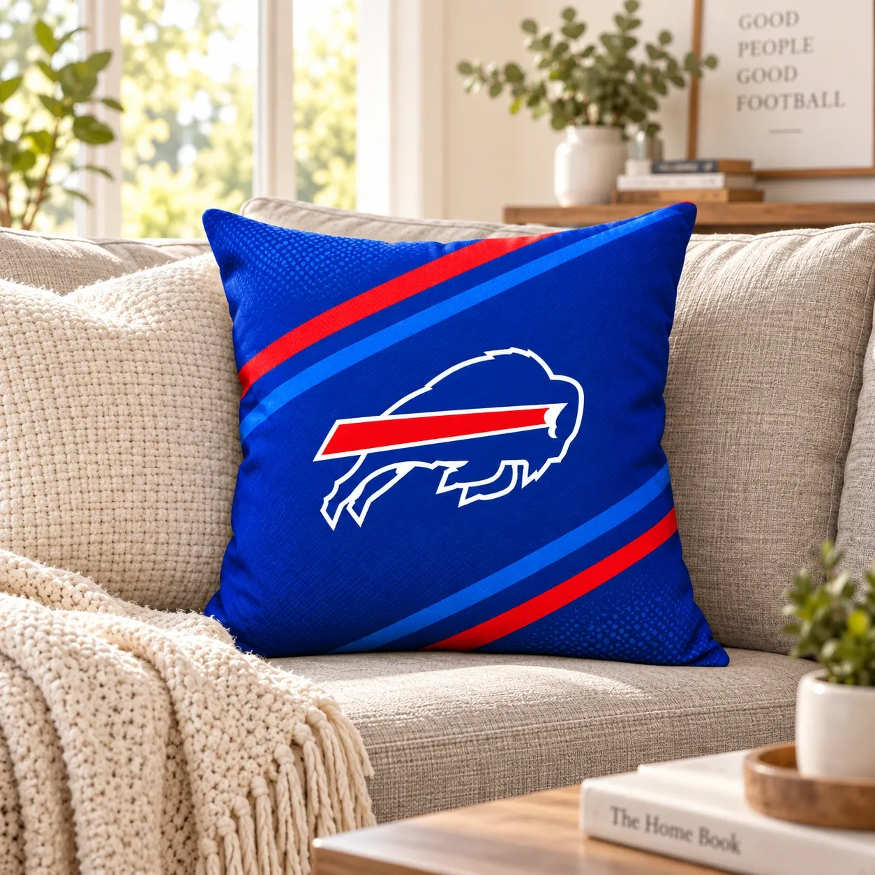 Buffalo Bills Football Throw Pillow - living room sofa styling