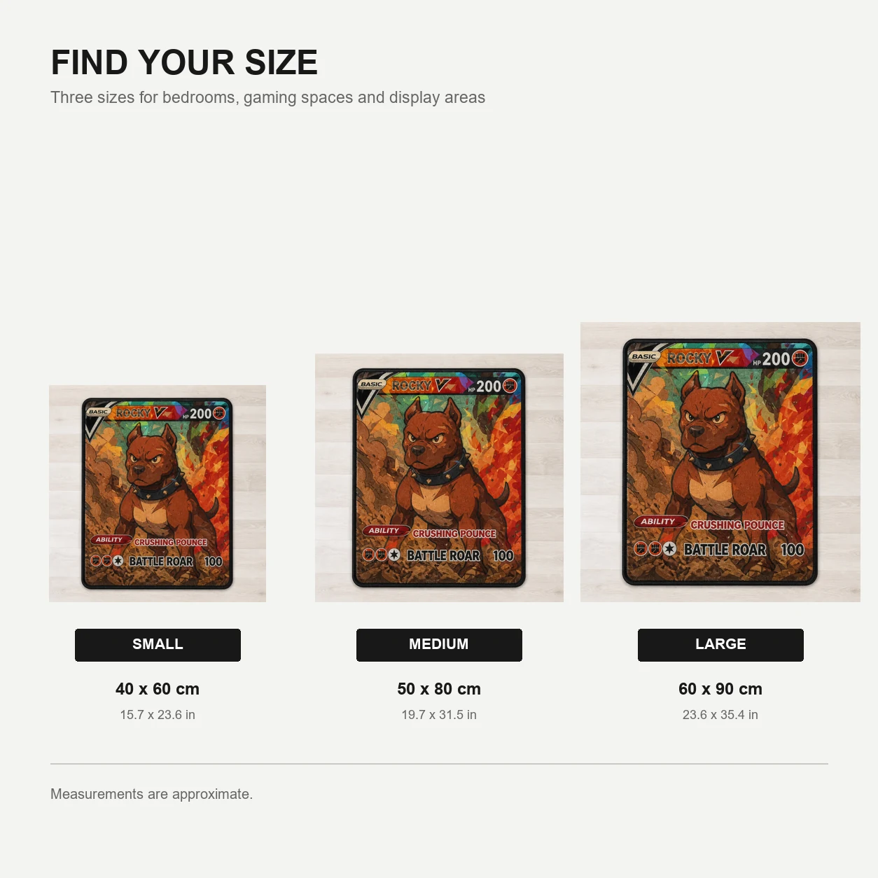 Custom Multi-Attribute VSTAR Pet Rug size guide