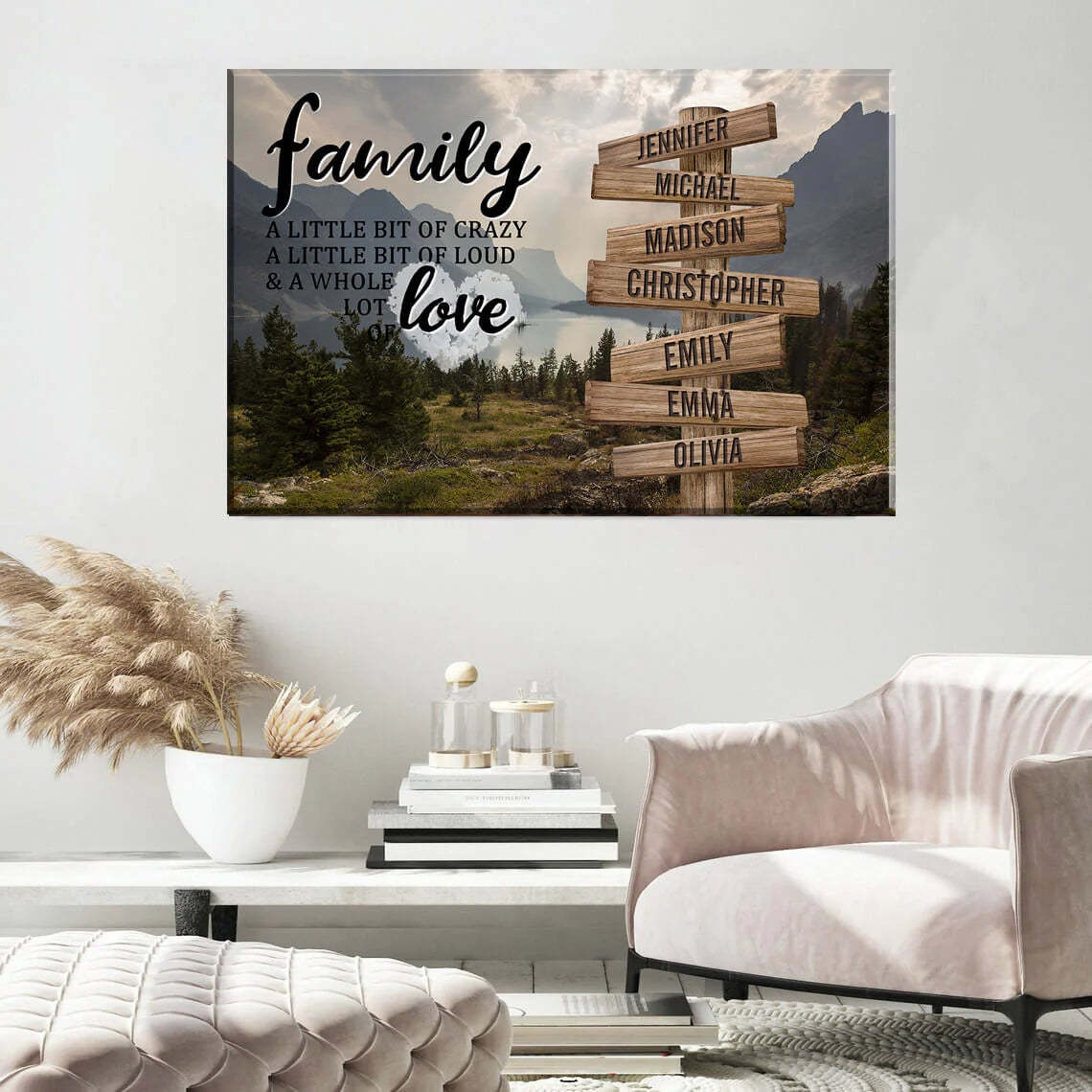 Mountain Range Color A Little Whole Lot of Love Multi-Names Premium Canvas #5
