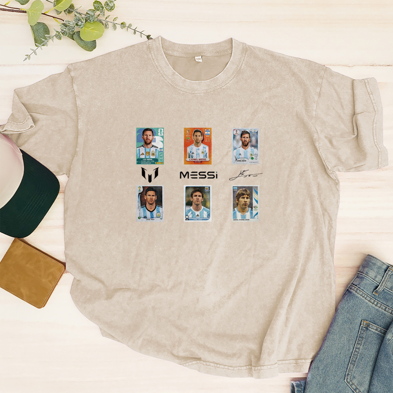 Messi 'GOAT Career' Collectible Card Washed Tee – Argentina Legend Edition