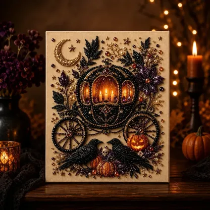 Framed Halloween Pumpkin Carriage Pearl Art DIY Kit