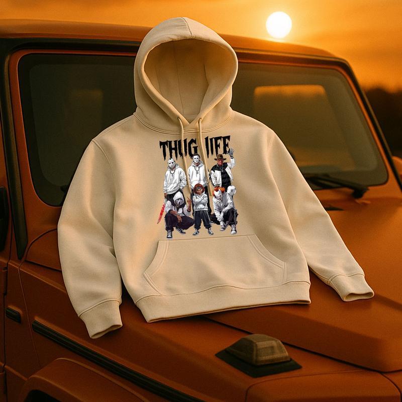 Thug Life Horror Characters Streetwear - Crewneck & Hoodie with Hip-Hop Inspired Graphic