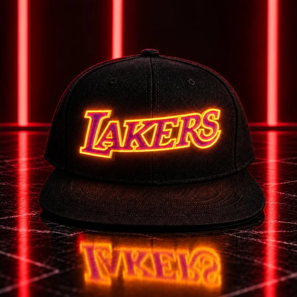 Los Angeles Lakers Yellow Text LED Light-Up Basketball Fan Snapback Cap