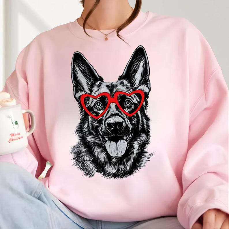 Custom Pet Photo Sweatshirt – Personalized Heart Glasses Sketch Pullover