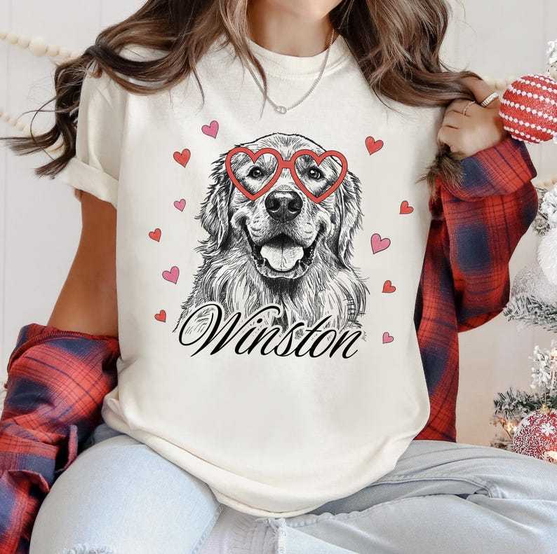 Custom Pet Photo Sweatshirt – Personalized Heart Glasses Sketch Pullover
