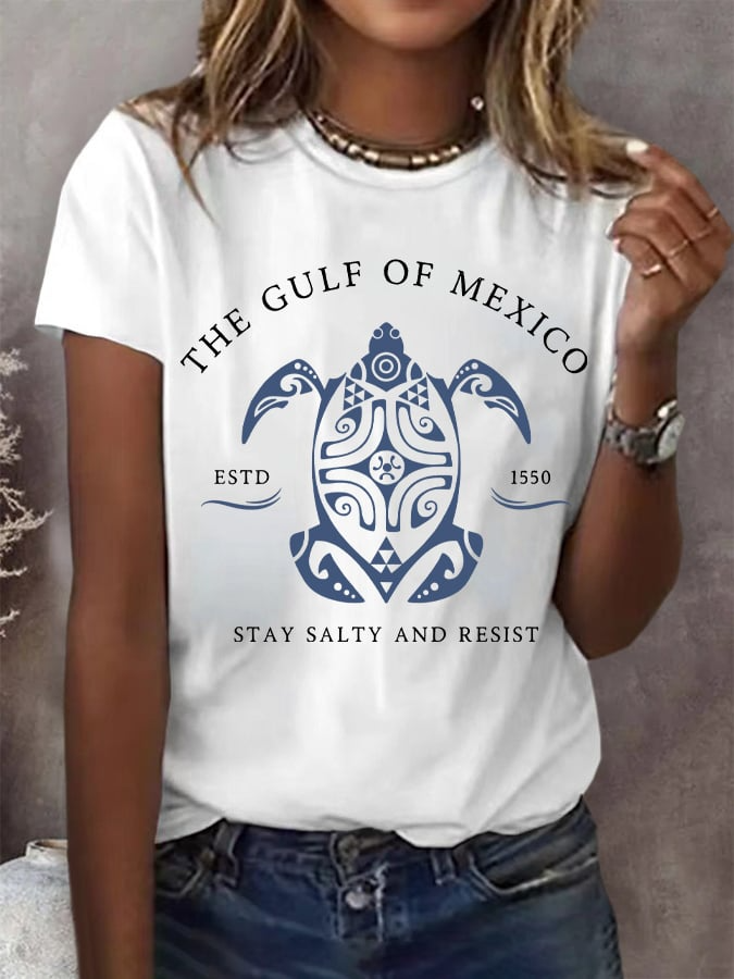 Gulf Of Mexico Print Round Neck T-Shirt