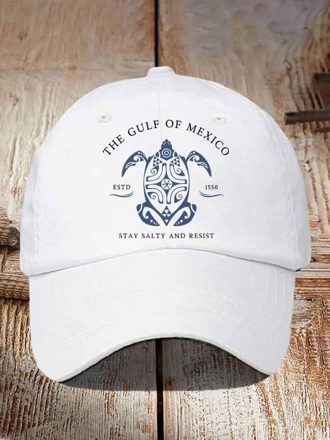 Gulf Of Mexico Stay Salty And Resist Print Baseball Cap