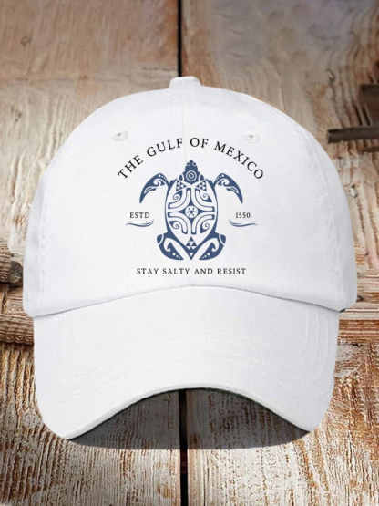 Gulf Of Mexico Stay Salty And Resist Print Baseball Cap