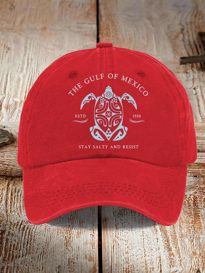 Gulf Of Mexico Stay Salty And Resist Print Baseball Cap