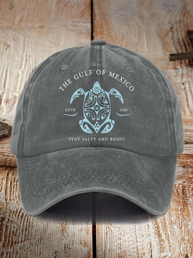Gulf Of Mexico Stay Salty And Resist Print Baseball Cap