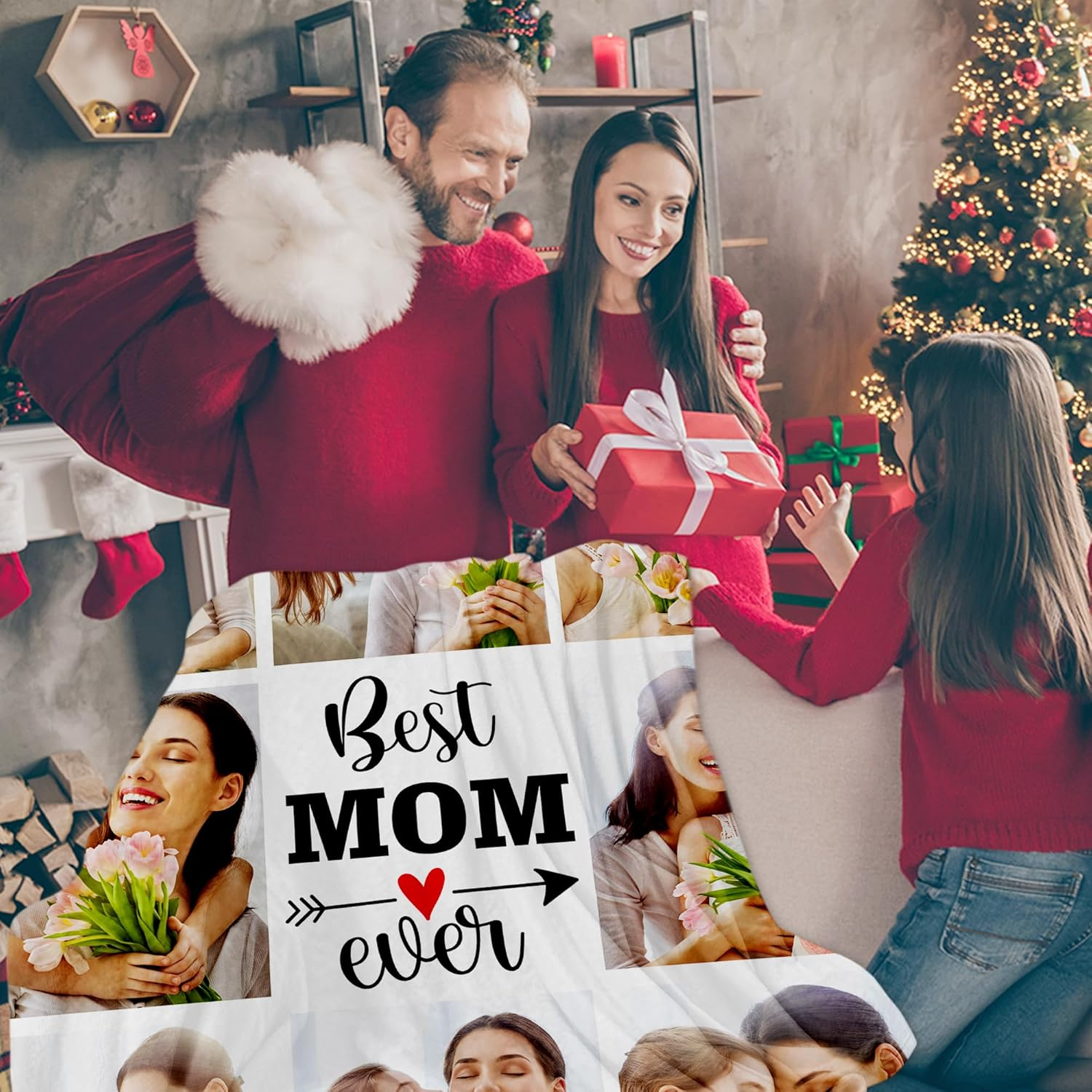 Custom Blanket with Photos - Best Mom Ever Gift