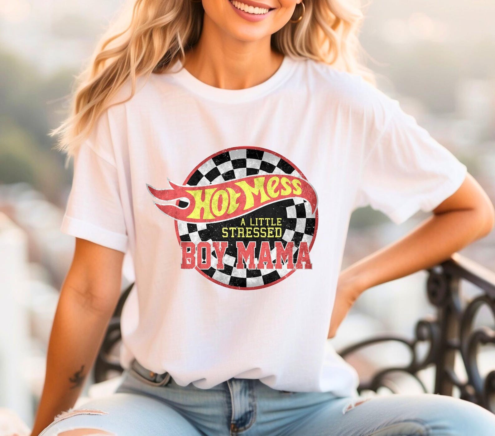 Hot Mess A Little Stressed Boy Mama, Hot Wheels, Racecar
