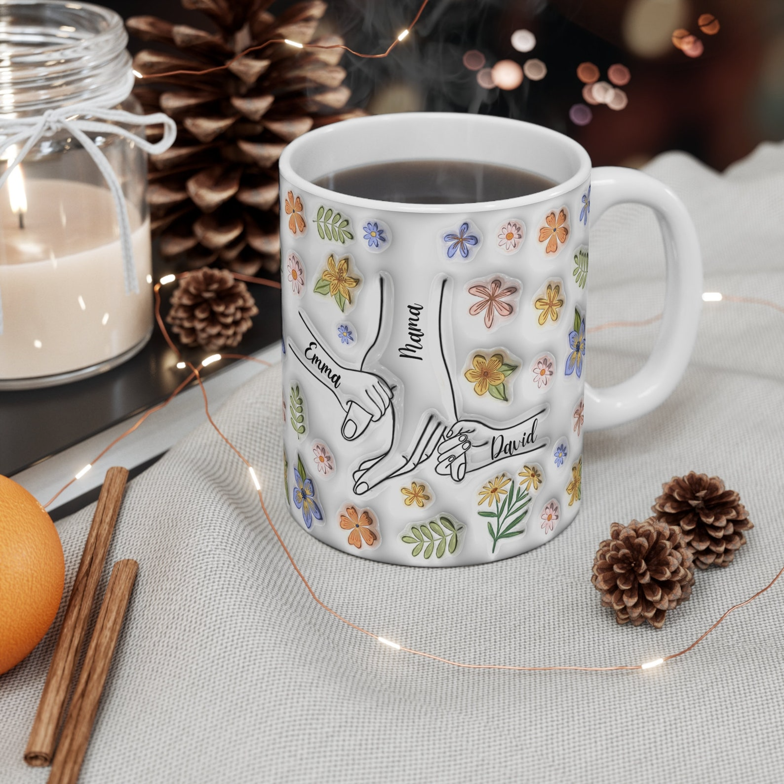  Grandma/Mom Hold the Hands of Children Flowers - Personalized Gift | Mug for Grandmas/Moms