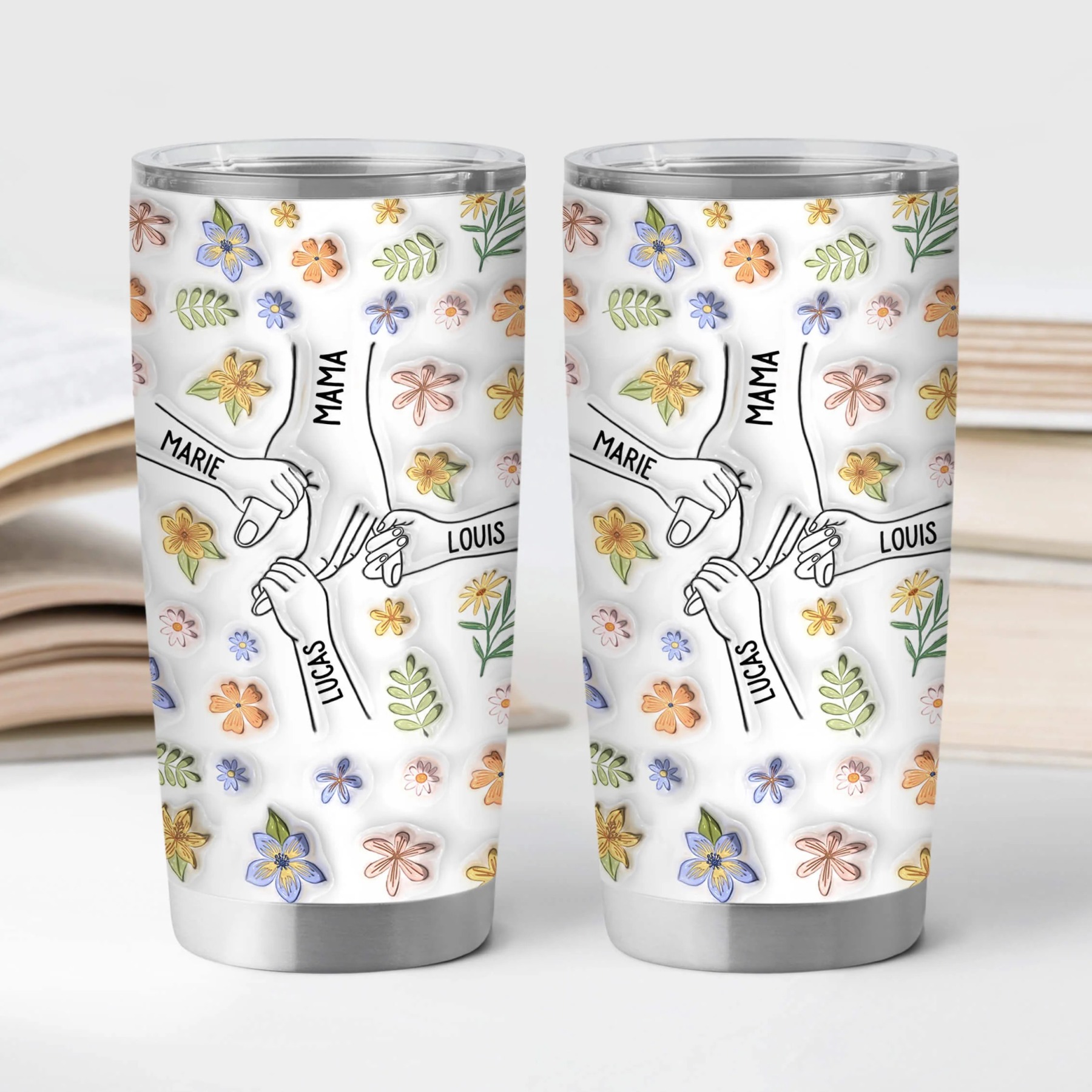  Grandma/Mom Kids Flowers - Personalized Gift | Thermo Mug 20oz for Grandmas/Moms