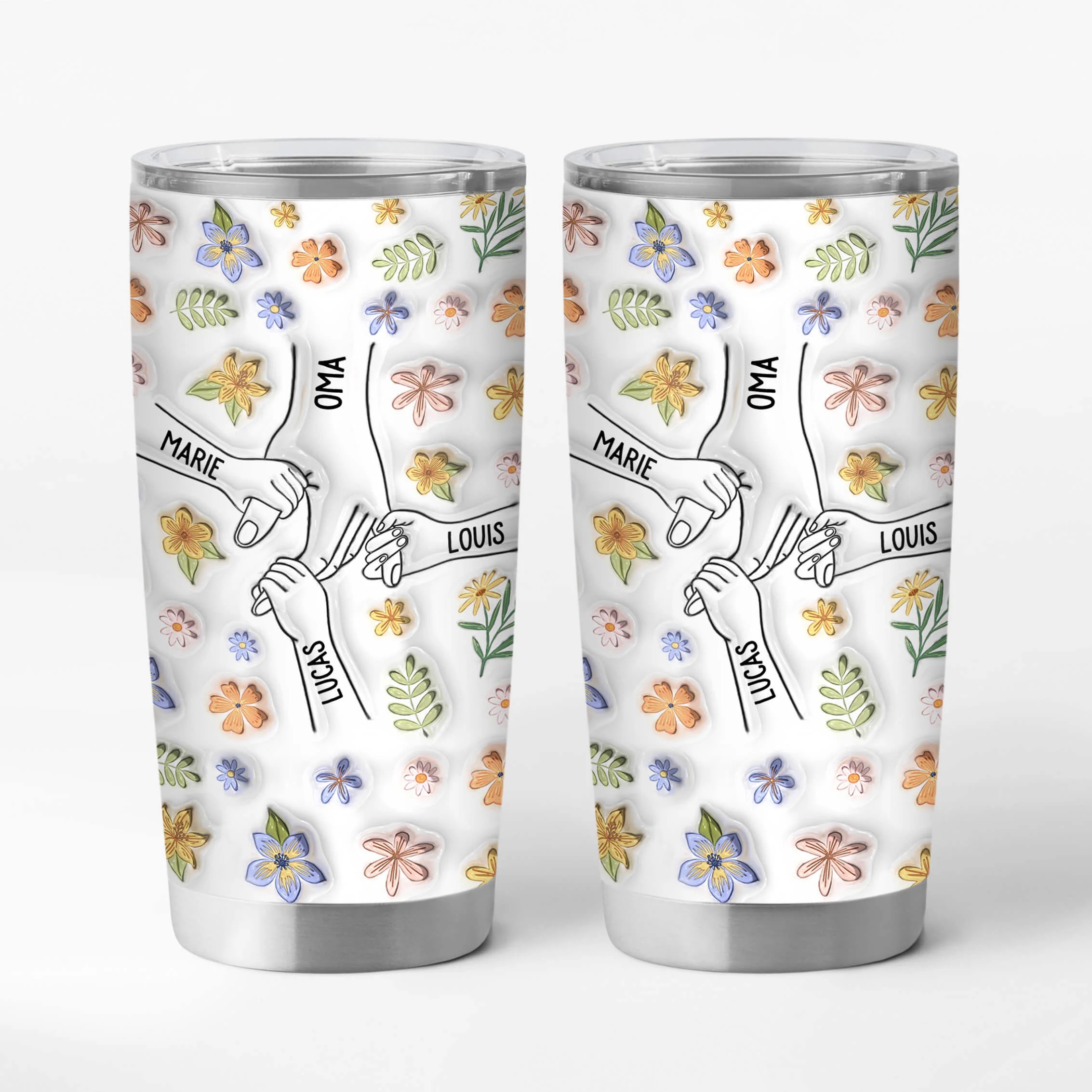  Grandma/Mom Kids Flowers - Personalized Gift | Thermo Mug 20oz for Grandmas/Moms