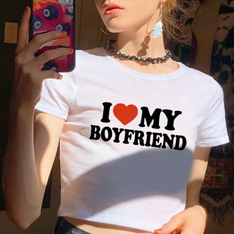 I Love My Boyfriend Crop Top baby tee