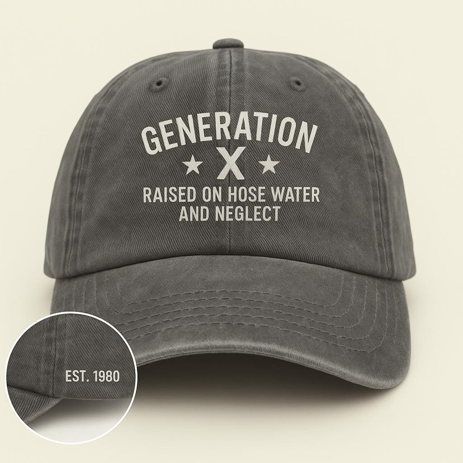 Custom Gen X Embroidered Washed Hat, Generation X Hat