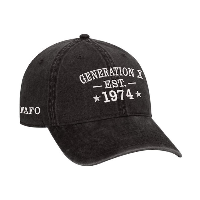 Embroidered Custom Birth Year Generation X Retro Washed Hat, FAFO Cap