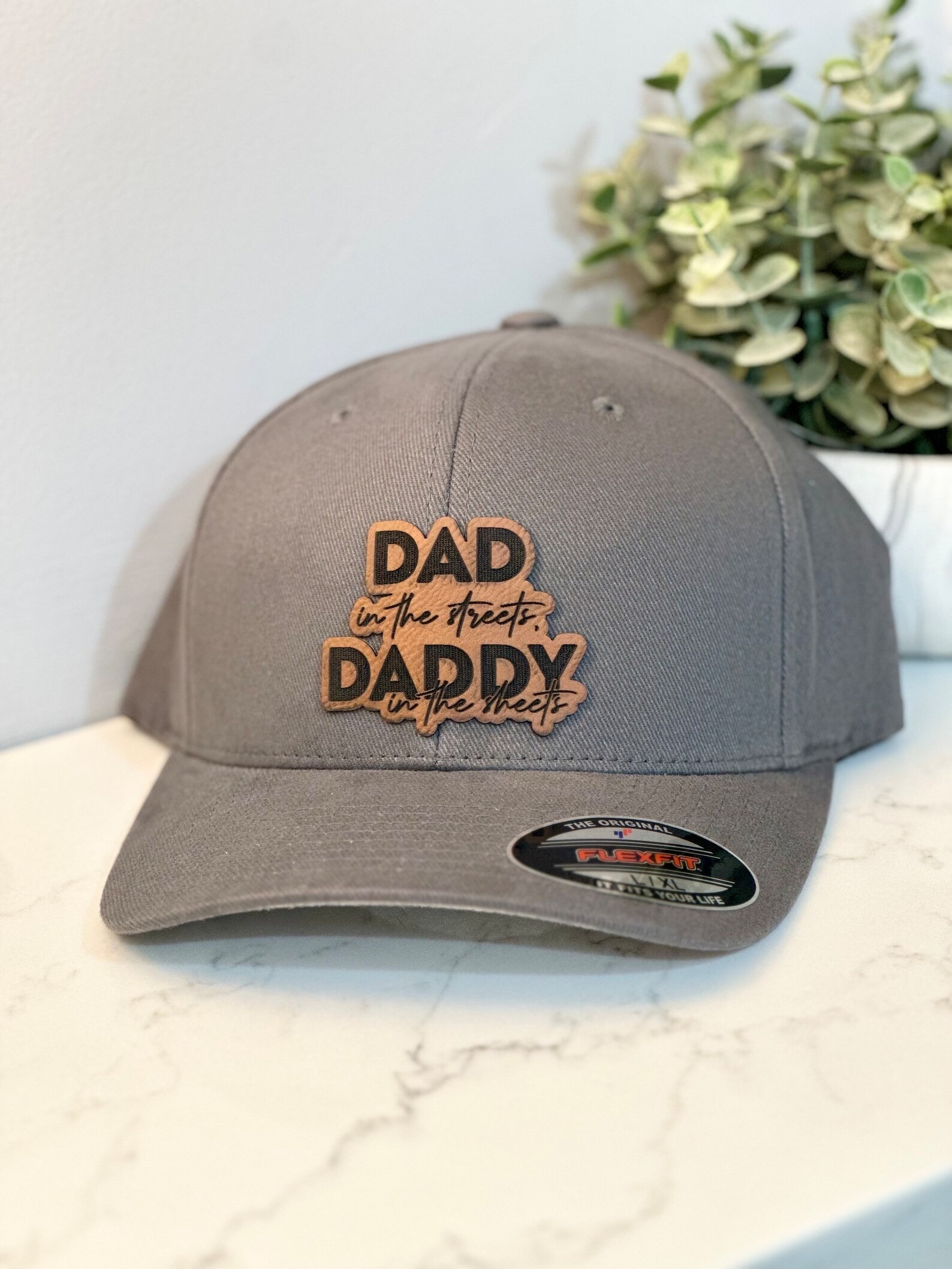 Dad In The Streets Daddy In The Sheets Hat, Fathers Day Hat, Leather Patch Hat