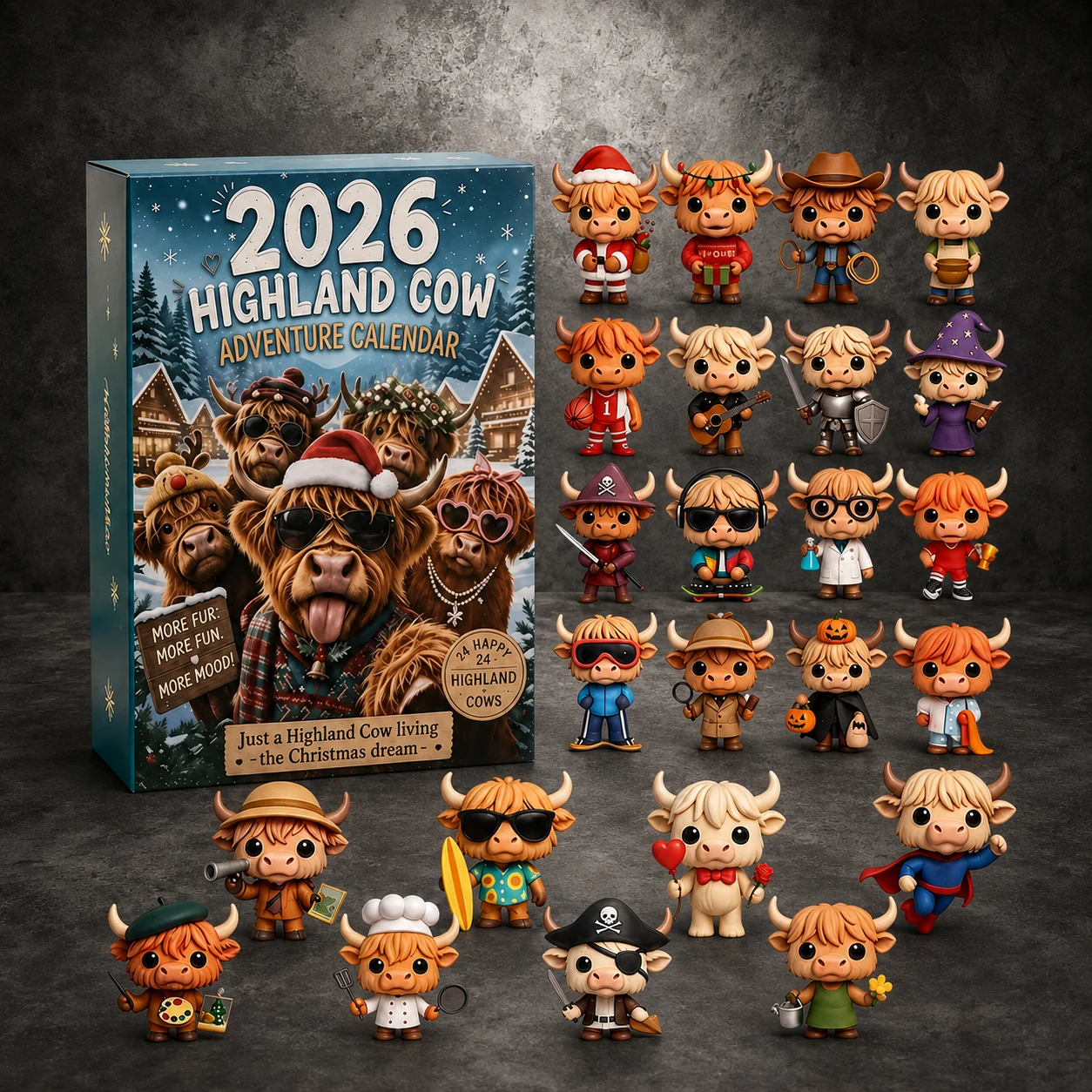 2026 Winter Season Highland Cow Advent Calendar