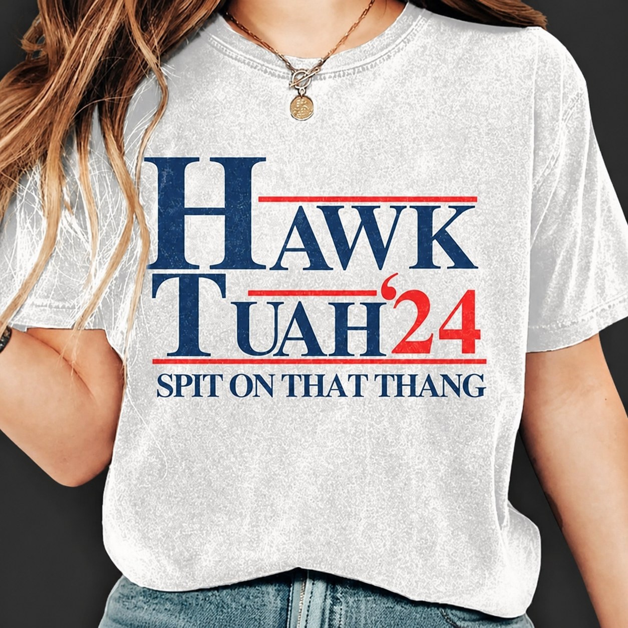 Hawk Tuah Print T-shirt