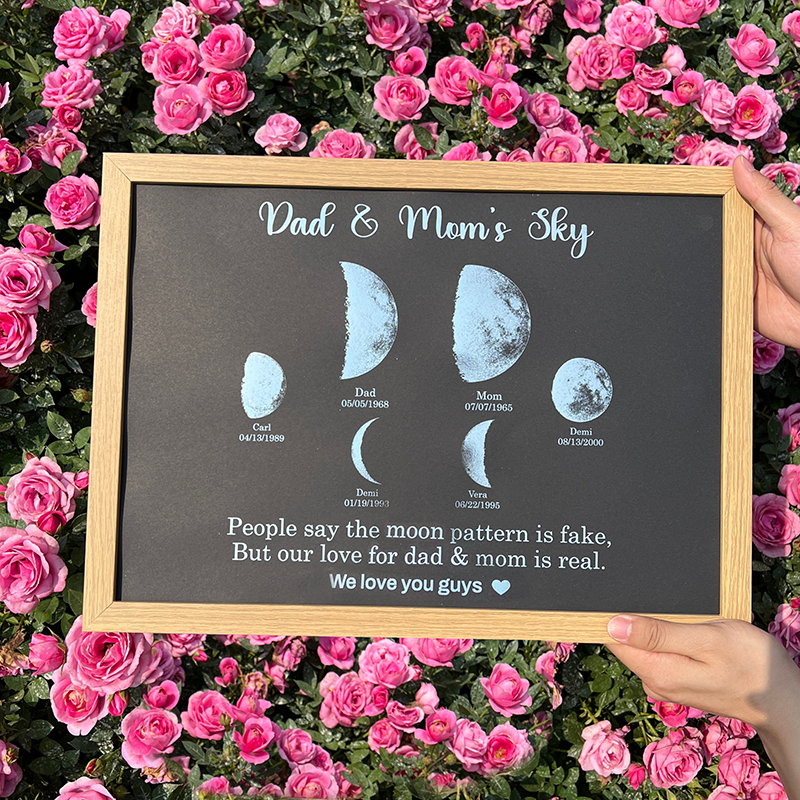 Print Custom encircling the moon Phase Frame With Text & Date- Daddy's Universe