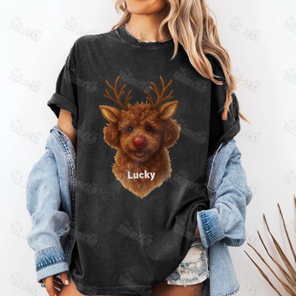 Custom Pet Reindeer Christmas Apparel - Personalized Dog/Cat Festive Sweatshirt & Hoodie