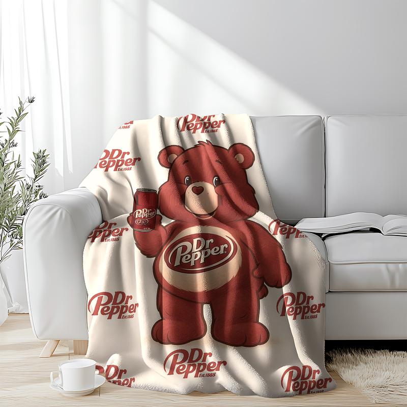 Dr Pepper "Cute Bear" Branded Home Blankets (Est.1885) – Knitted/Coral Fleece