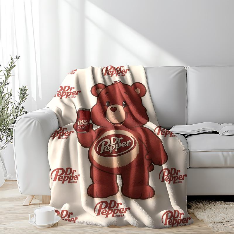 Dr Pepper "Cute Bear" Branded Home Blankets (Est.1885) – Knitted/Coral Fleece
