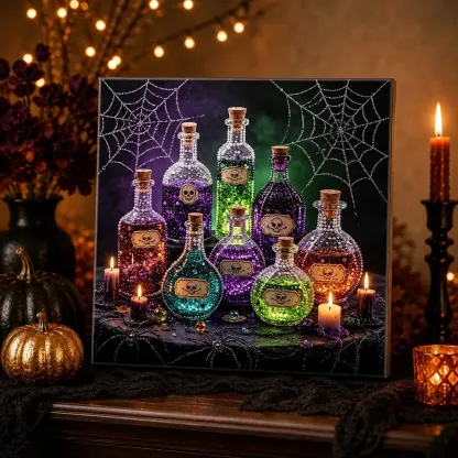 Framed Halloween Potion Bottles Pearl Art DIY Kit