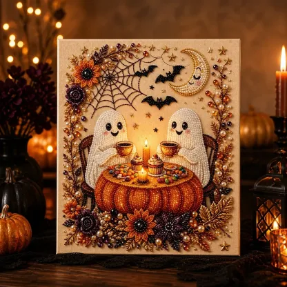 Framed Halloween Ghosts Pearl Art DIY Kit