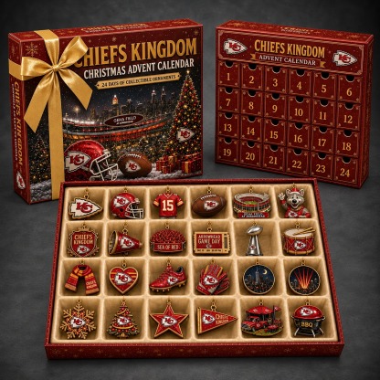Chiefs Kingdom Football Christmas Advent Calendar dark gray studio background