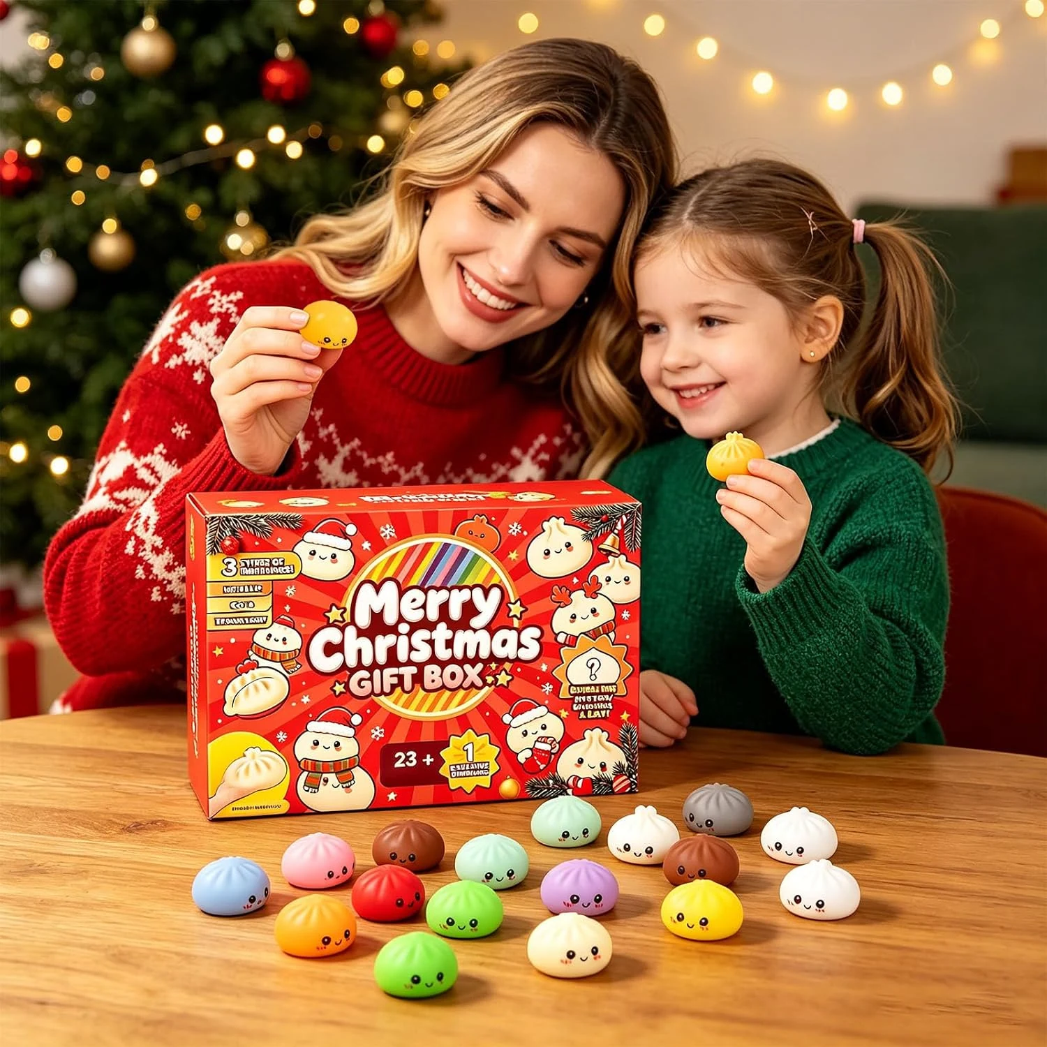 24 red Christmas dumpling squishy surprises