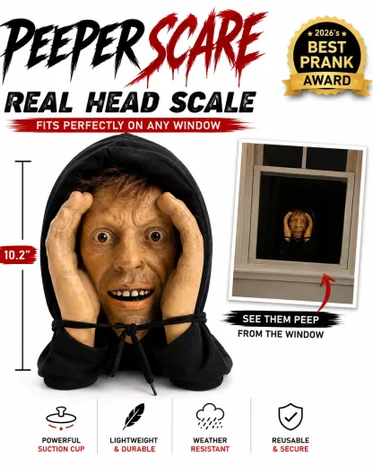 Peeper Scare Halloween Window Peeper – Real Head Scale Prank Prop