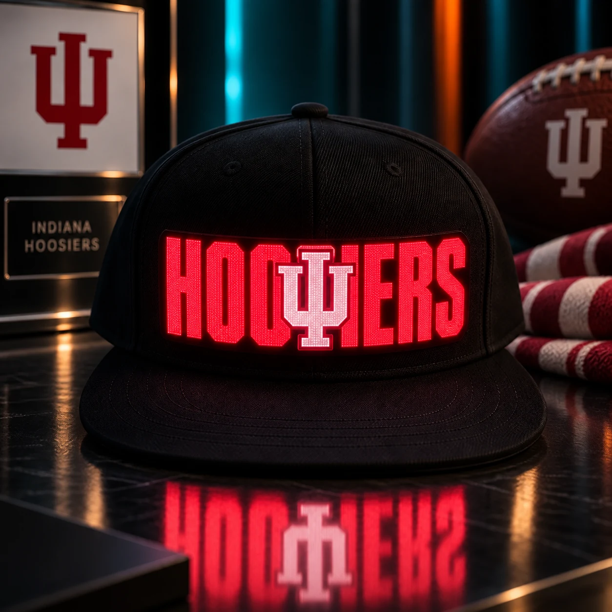 Indiana Hoosiers LED Light-Up College Football Fan Snapback Cap