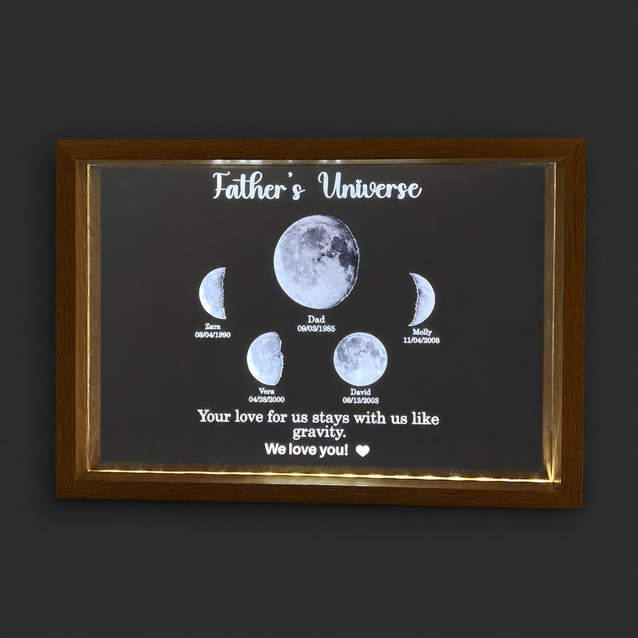 Surround moon phase custom led lights - dad's universe