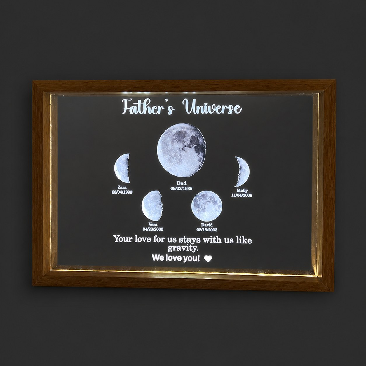 Surround moon phase custom led lights - dad's universe